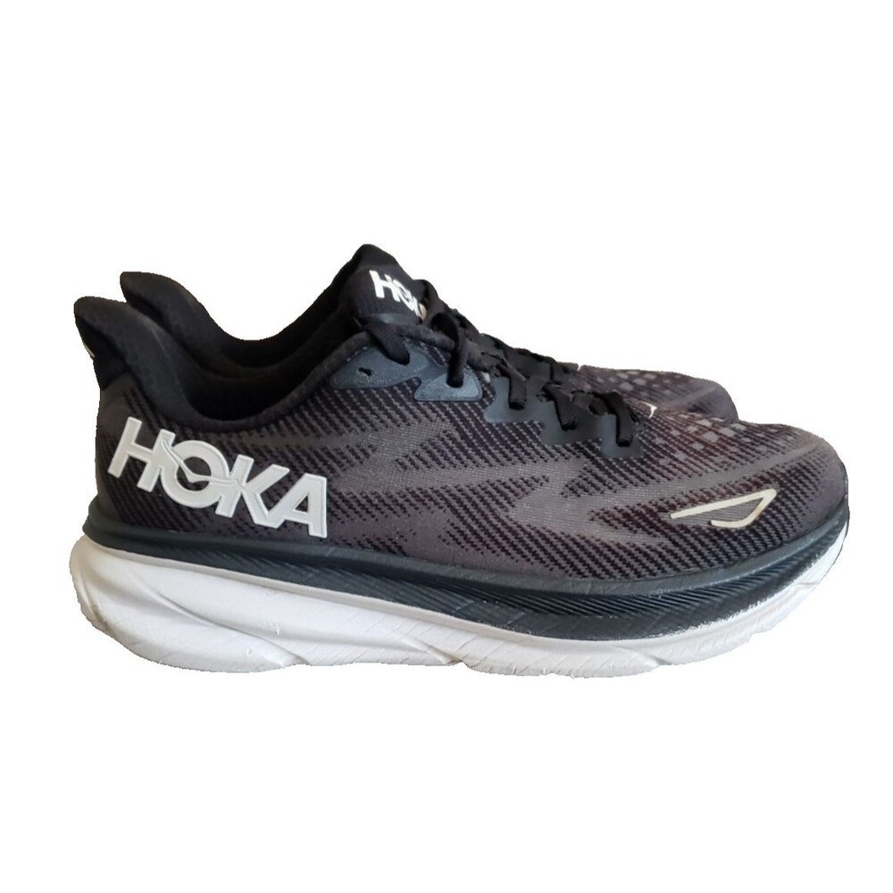 Hoka One One Clifton 9 Running Shoes Sneakers Women's Size 10.5B Black Gray Gym